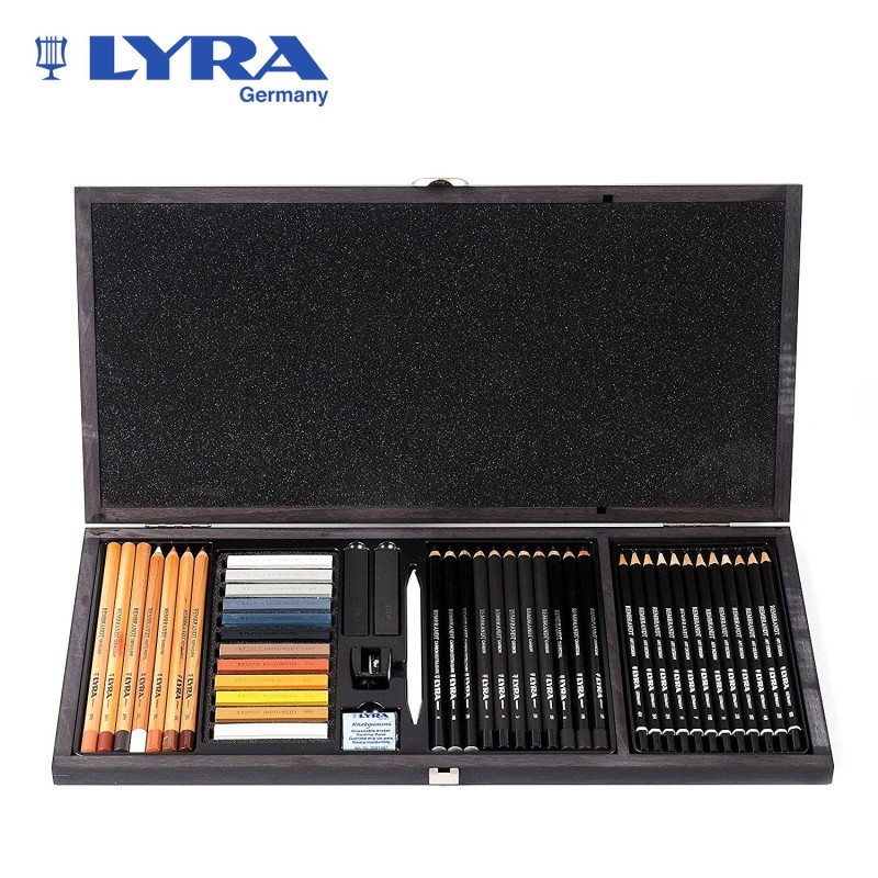 Lyra Rembrandt Drawing Set - Cassetta in legno con 47 strumenti assortiti  per Schizzo e Disegno