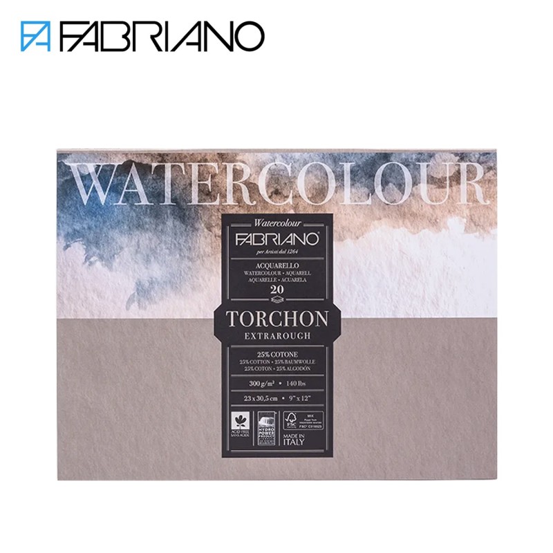 Fabriano Watercolour Studio - Blocchi da 20 fogli per Acquerello, grana  torchon 300 gr.