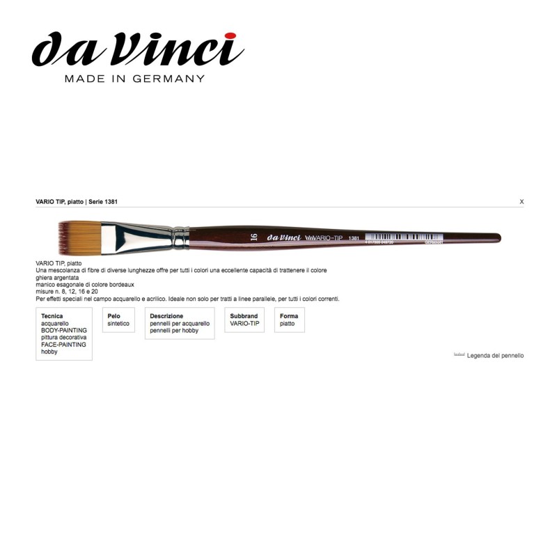 Pennello Sintetico Piatto Da Vinci Vario Tip s.1381 Pennelli n° 6