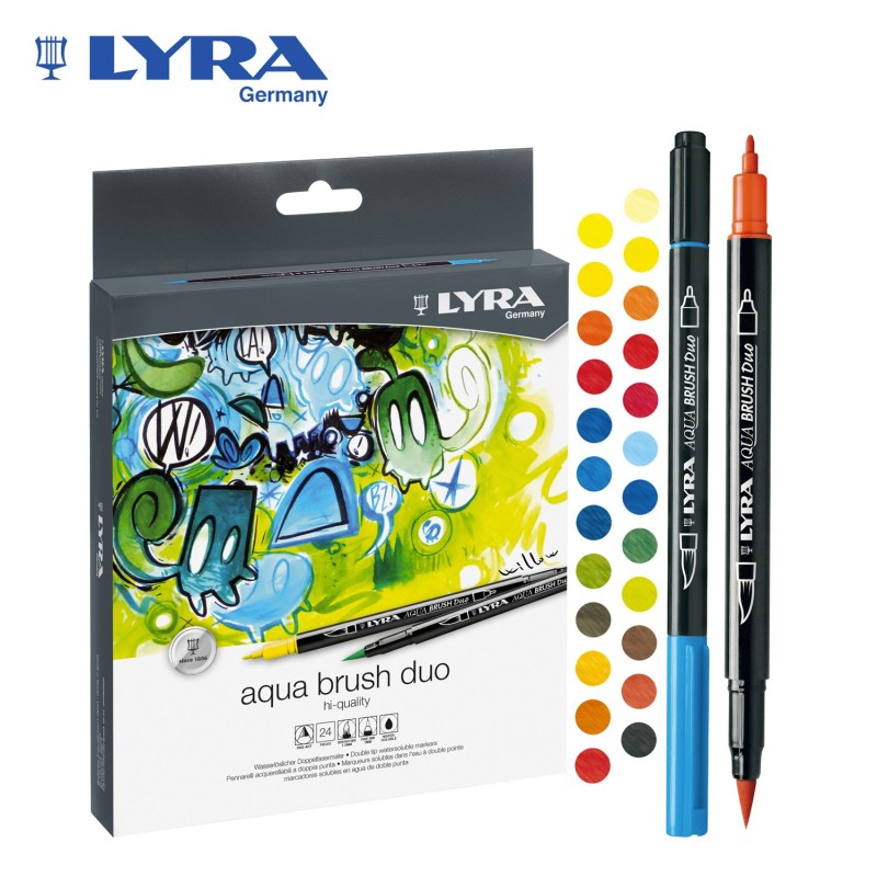 Pennarelli a punta fine e pennello “Aqua Brush duo” Lyra