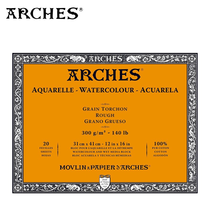 Blocchi Arches 100% cotone per Acquerello 20 fogli Grana torchon 300 g/mq