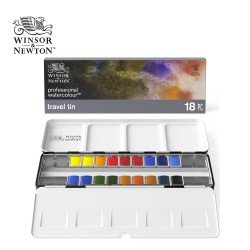 Winsor&Newton serie Professional - Scatola in metallo con 18 colori per acquerello (1/2 godet)