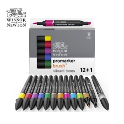 W&N BrushMarker - Set da 12 pennarelli + 1 blender Serie Vibrant Tones