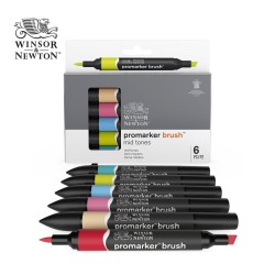 Promarker Brush Winsor&Newton - Set da 6 pennarelli serie Mid Tones