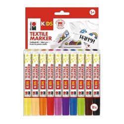 Marabu Kids Textile Marker - 10 Pennarelli per tessuti chiari con punta da 3 mm