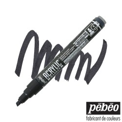 Pébéo Acrylic Marker - Pennarello Acrilico Nero Metallizzato - Punta a Scalpello da 4 mm