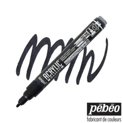 Pébéo Acrylic Marker - Pennarello Acrilico Nero - Punta Tonda da 1,2 mm