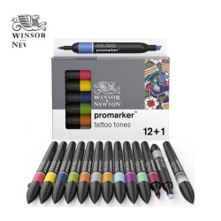 W&N Promarker - Set da 12 pennarelli + 1 Blender -  Serie Tattoo Tones