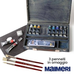 Maimeri - Cassetta con Colori acrilici per dipingere "Polycolor" 10 tubi da 20 ml e accessori