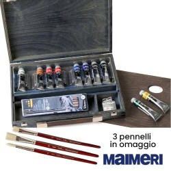 Maimeri - Cassetta con Colori per dipingere ad Olio "Classico" 10 tubi da 20 ml e accessori