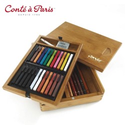 Conté à Paris - Cofanetto Bamboo Box con 24 pastelli 6 matite e accessori per Schizzo