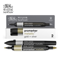 W&N PROMARKER - SET da 2 Pennarelli Gold+Silver serie metallic