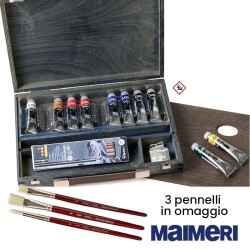 Maimeri - Cassetta con Colori per dipingere ad Olio "Classico" 10 tubi da 20 ml e accessori