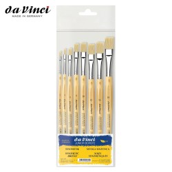 DA VINCI - SET JUNIOR BORSTE 3529 - 8 PENNELLI PIATTI IN setola SINTETICa serie 329